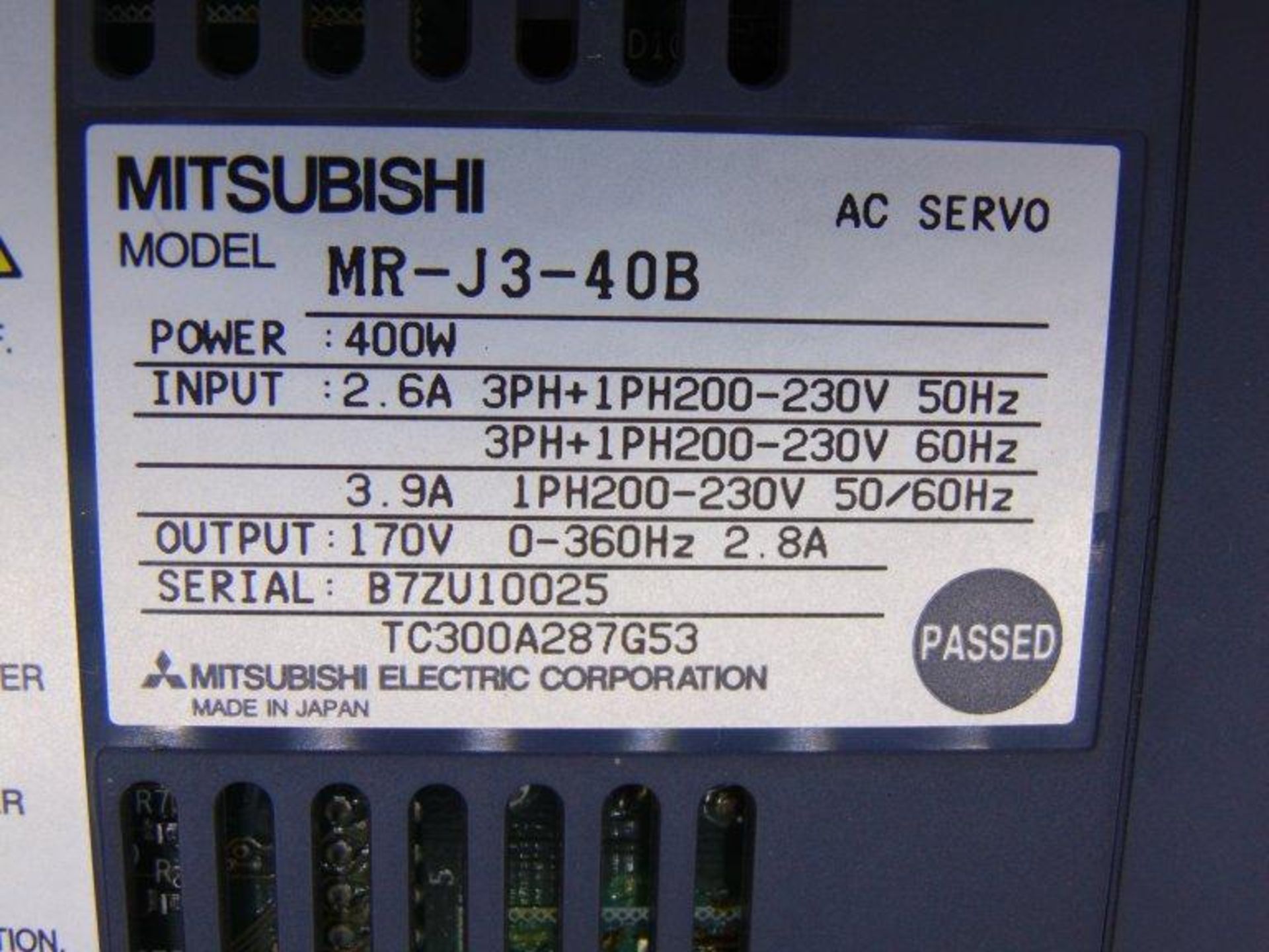 (10) MITSUBISHI MR-J3-40B SERVO DRIVE - Image 3 of 3