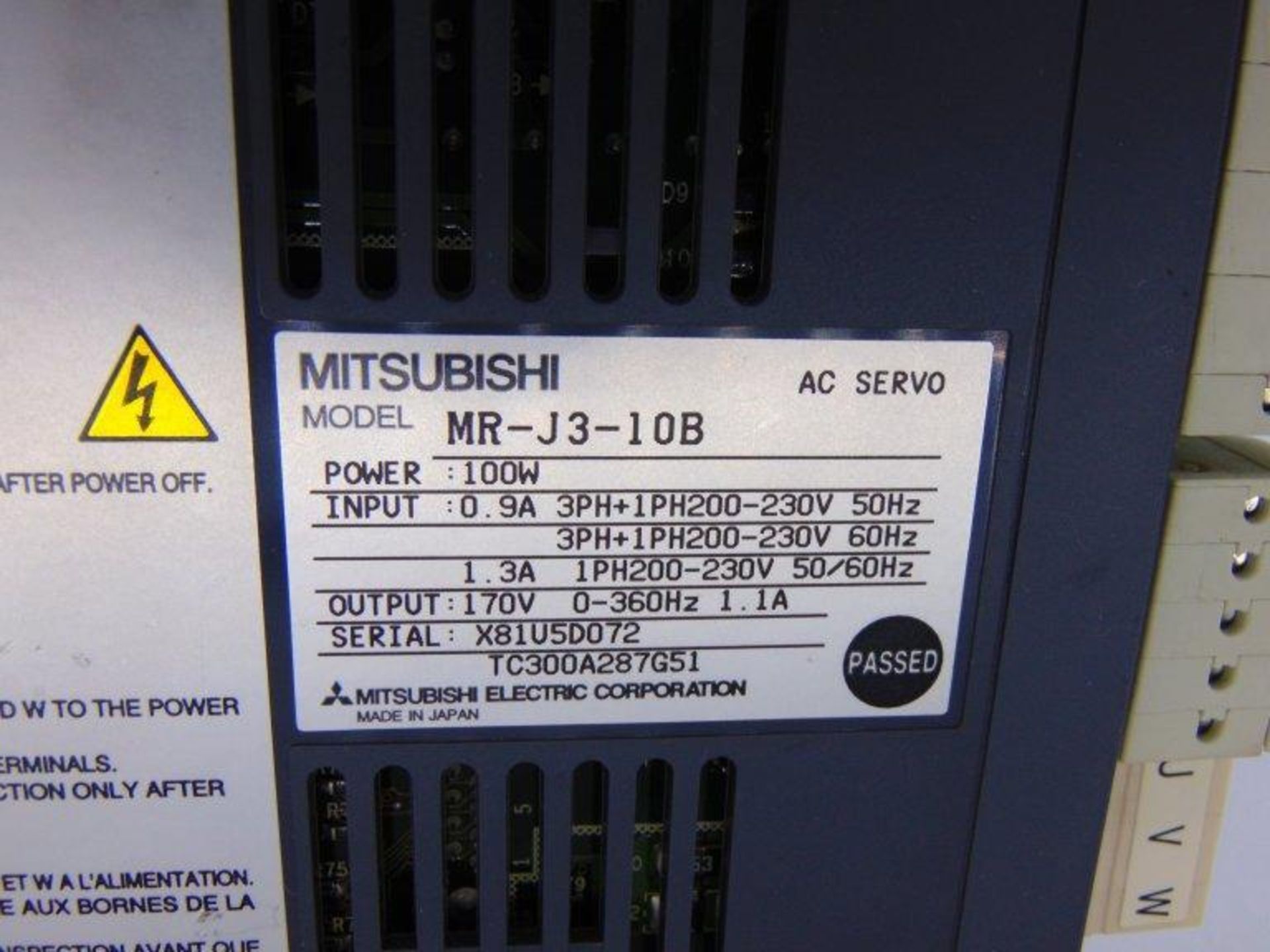 (10) MITSUBISHI MR-J3-10B SERVO DRIVE - Image 3 of 3