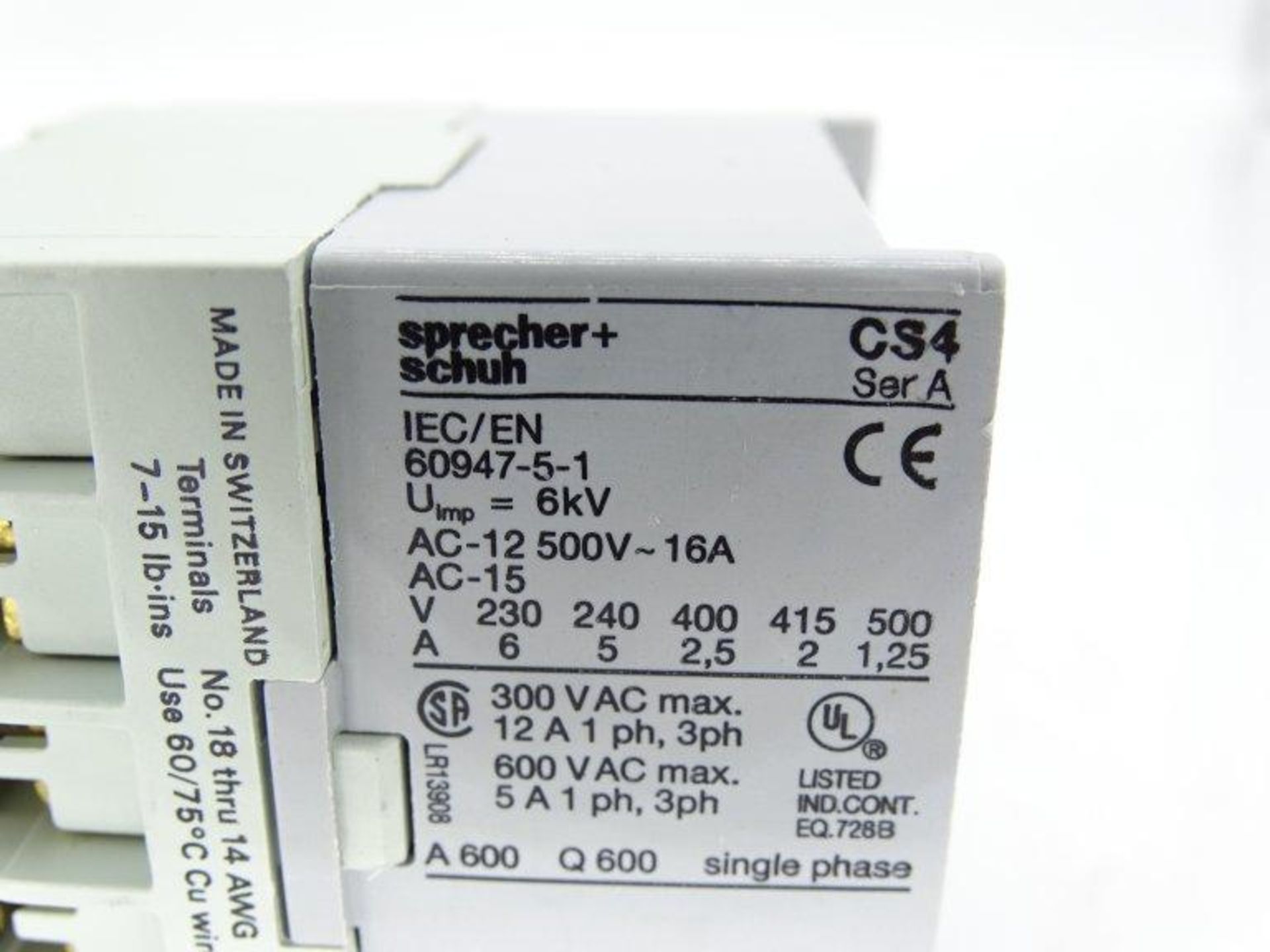 (10) SPRECHER & SCHUH CS4-22Z-240 CONTACTOR - Image 3 of 3