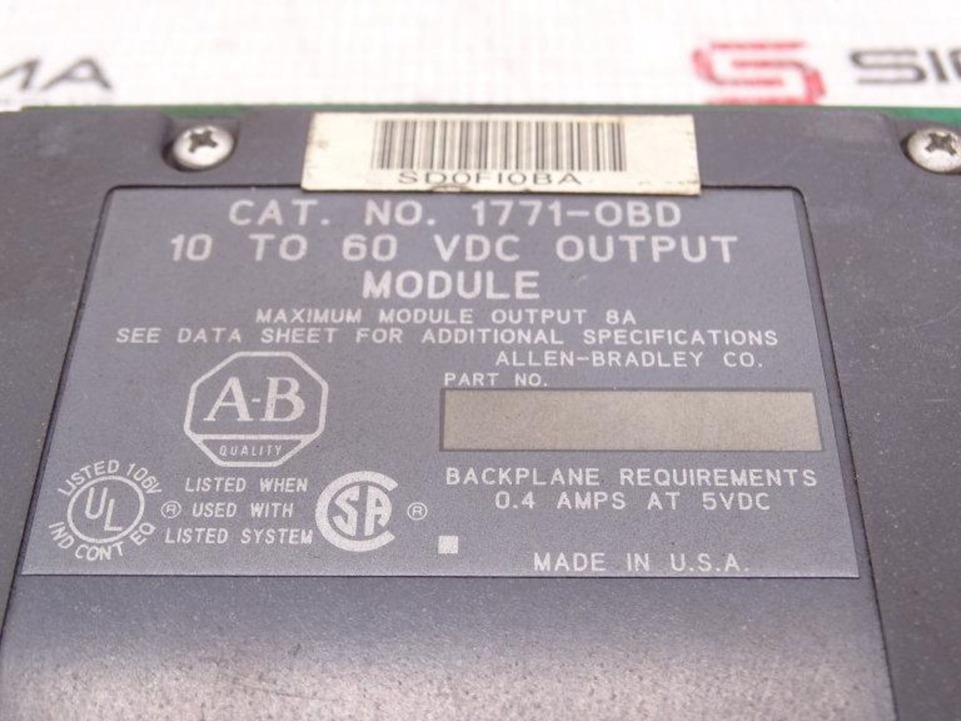 (10) ALLEN BRADLEY 1771-OBD PLC MODULE