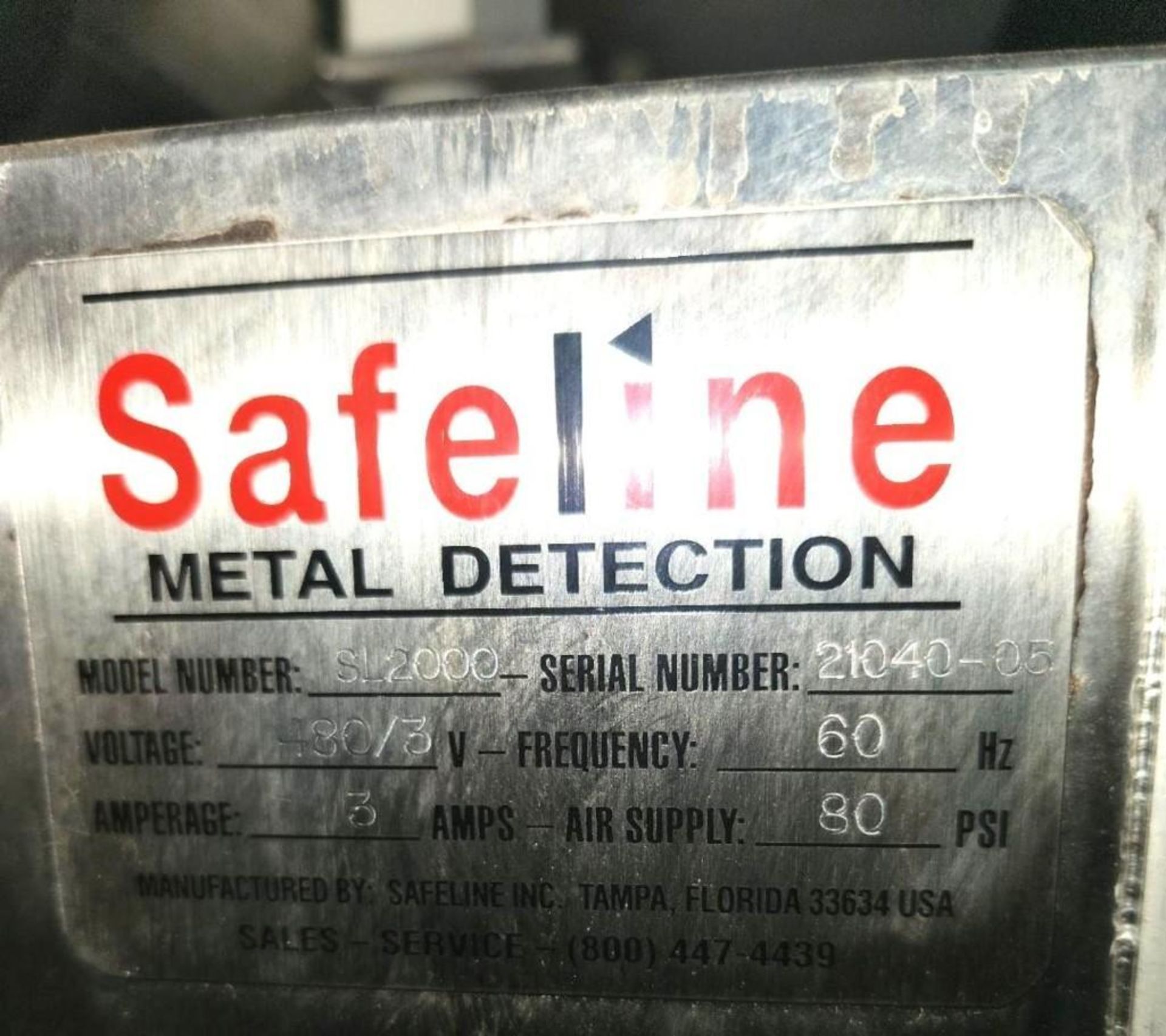 Safeline Model SL2000 Stainless Steel Sanitary Metal Detector - Image 7 of 7