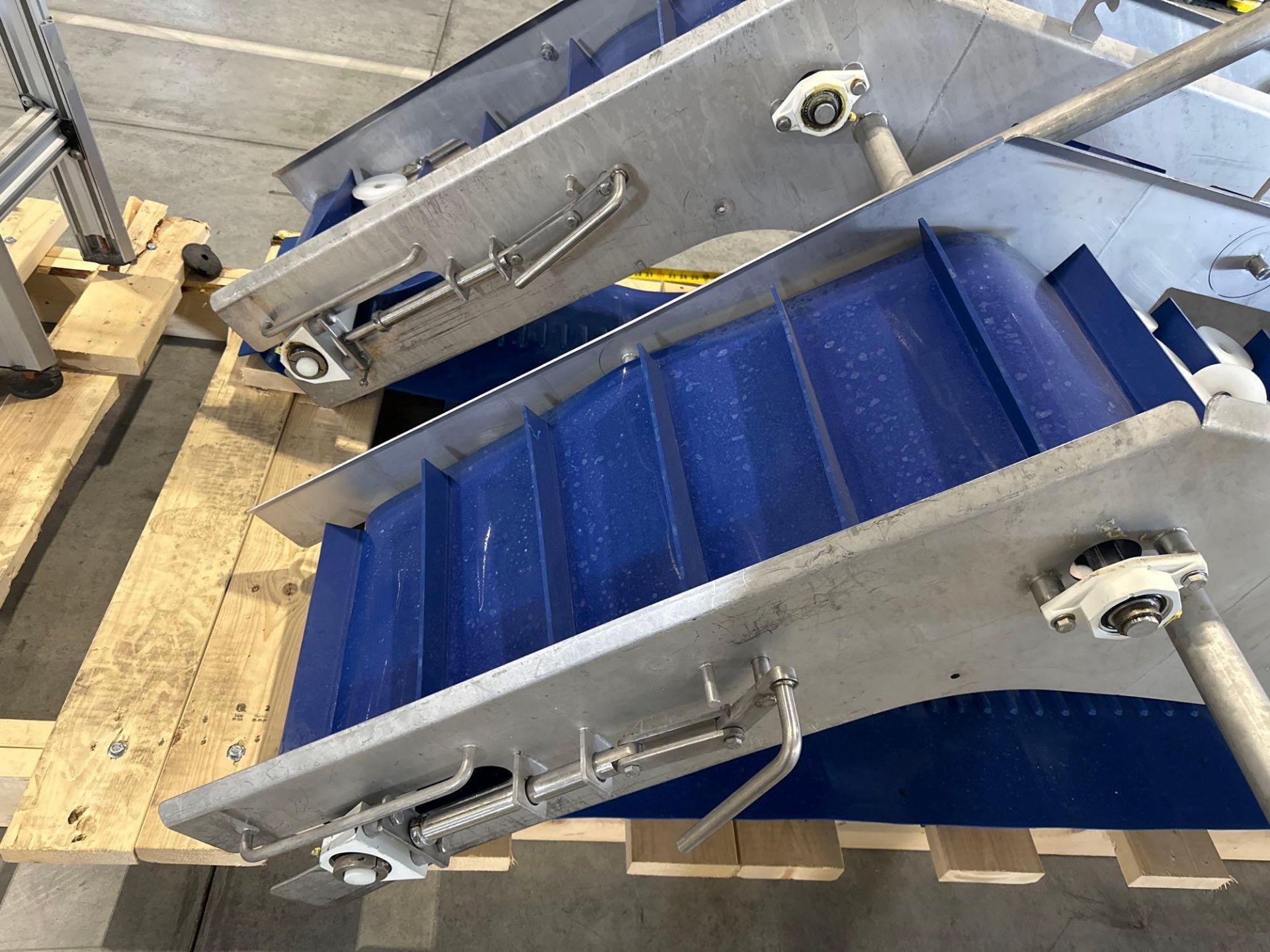 (2) 200" L by 16" W Stainless Steel Blue Belt Cleated Incline Conveyor - Image 3 of 6