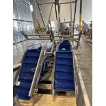 (2) 200" L by 16" W Stainless Steel Blue Belt Cleated Incline Conveyor