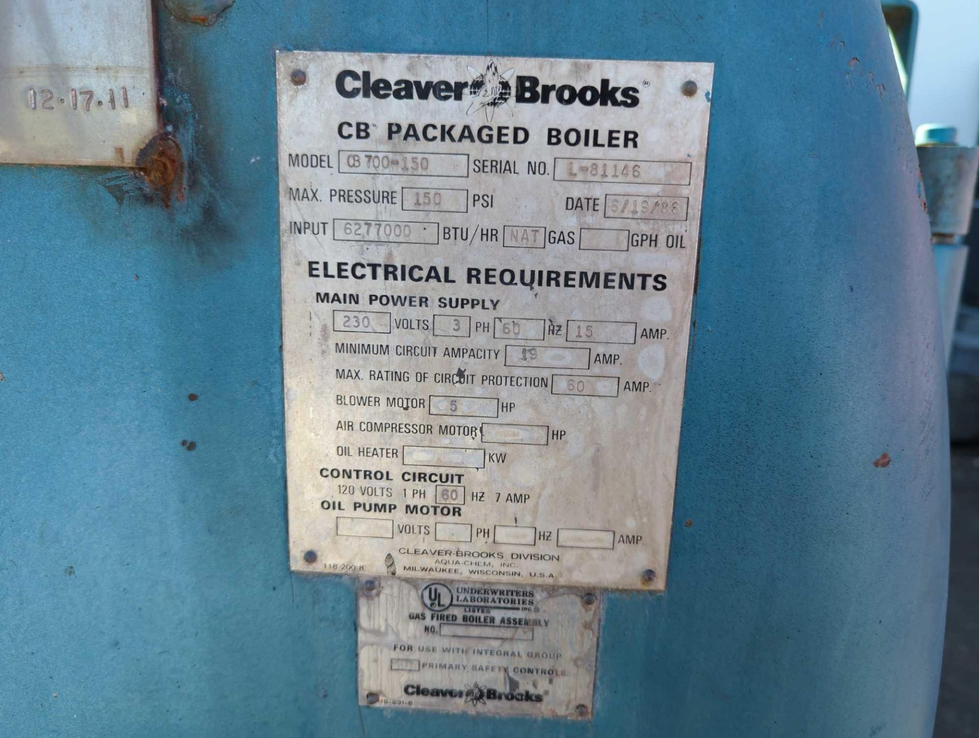 Cleaver Brooks Packaged Boiler CB 700-150 - Image 7 of 17