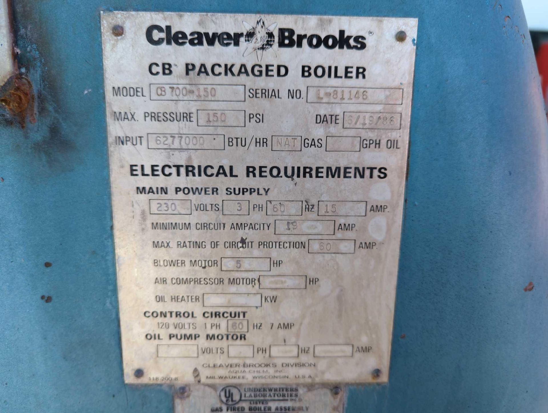 Cleaver Brooks Packaged Boiler CB 700-150 - Image 14 of 17
