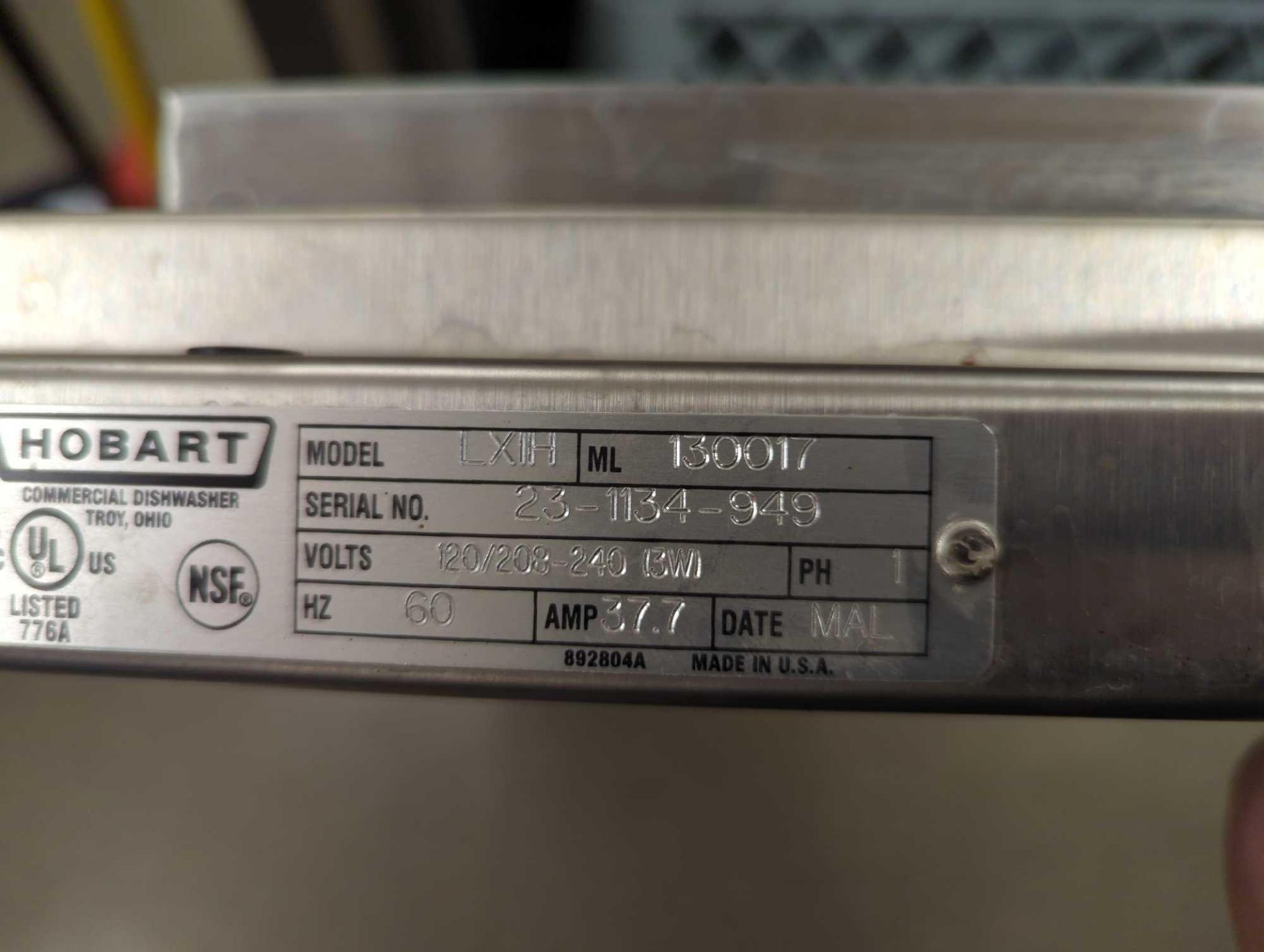 Hobart LXi-H stainless Steel Hot Water Sanitizing Dishwasher - Image 6 of 9
