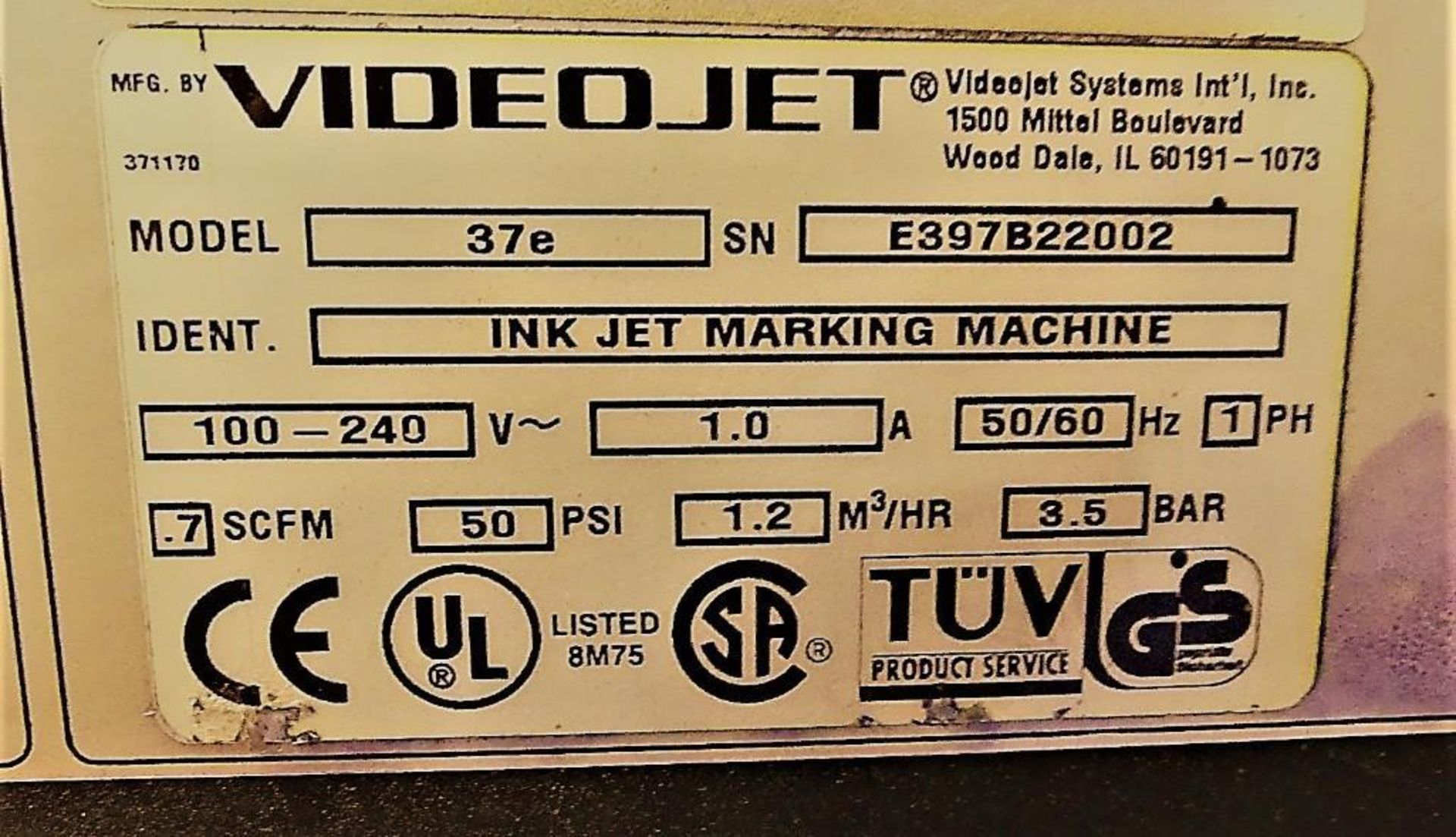 VideoJet 37E Inkjet Coder - Image 20 of 21