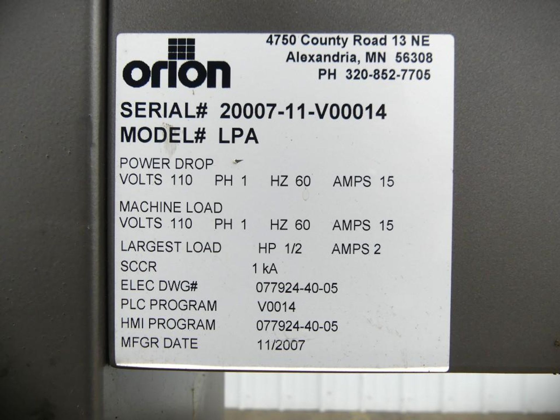 Orion Packaging Systems LPA Semi-Automatic Stretch Wrapper - Bild 20 aus 21
