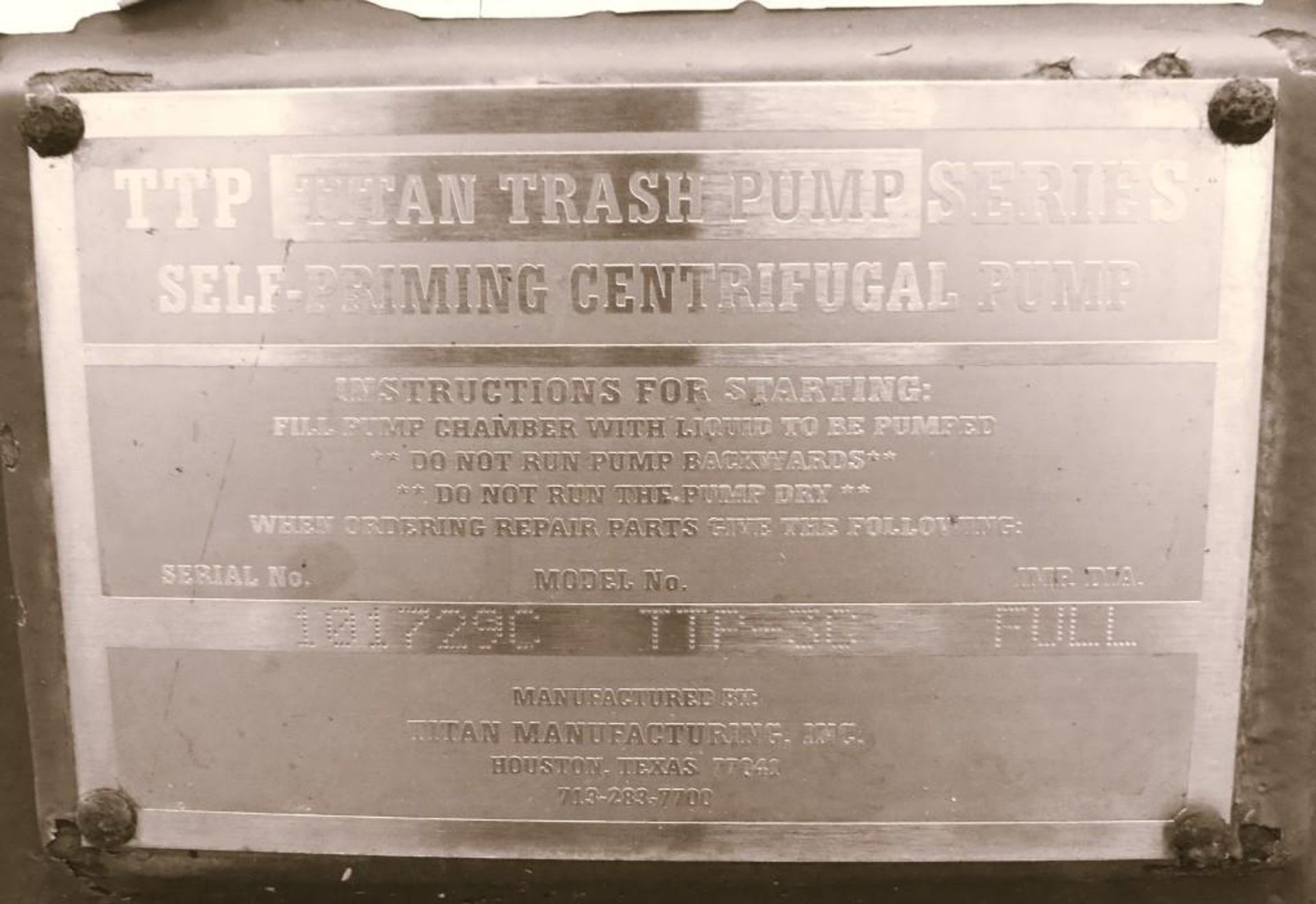 Titan TTP-3C Self Priming Centrifugal Pump - Bild 7 aus 7