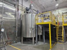 2,000 Gallon Stainless Steel Mixing Tank with Conical Bottom