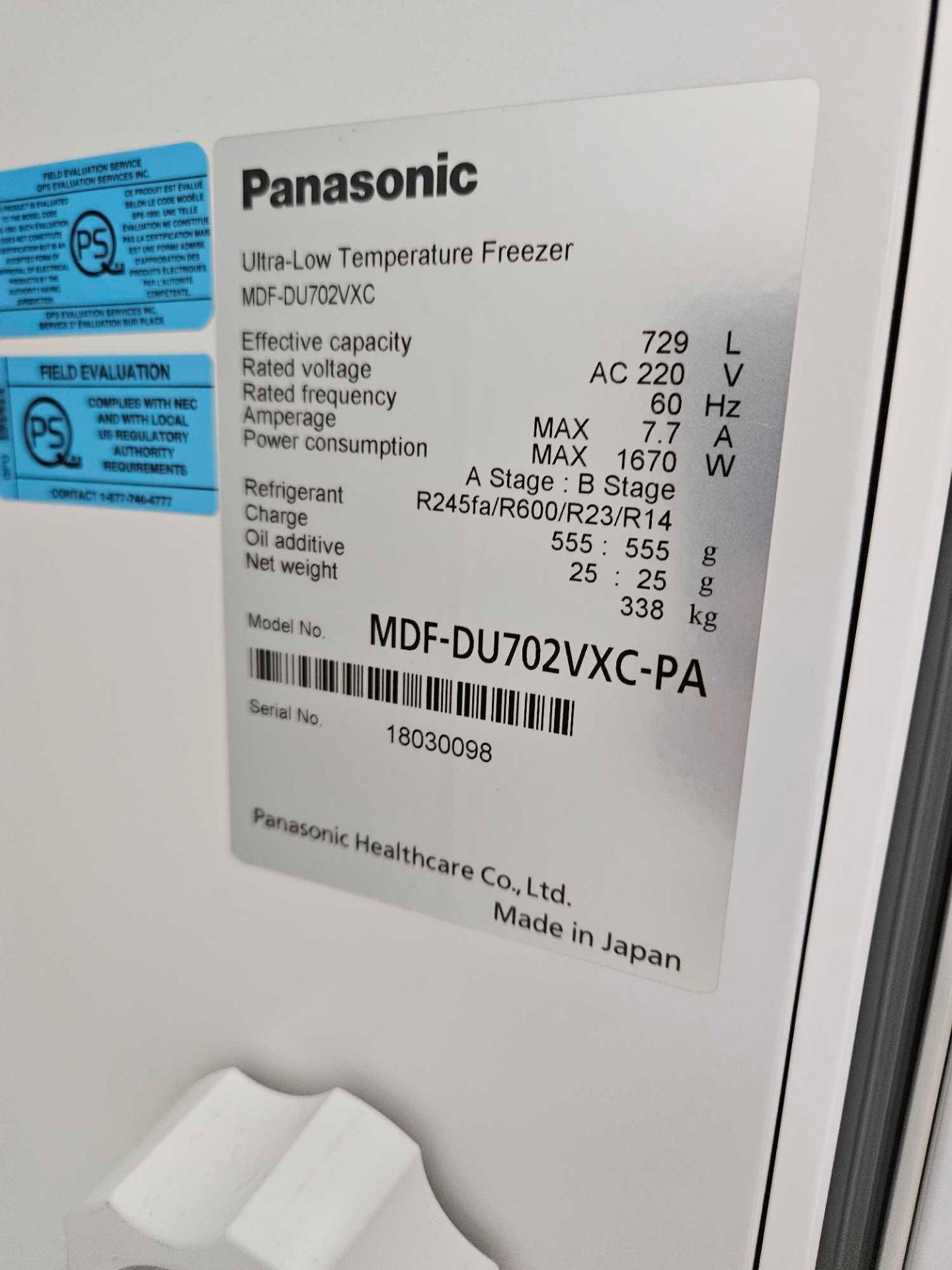 Panasonic Twinguard Ultra-Low Temperature Upright 25.7-Cu. Ft. Scientific Freezer - Image 6 of 8