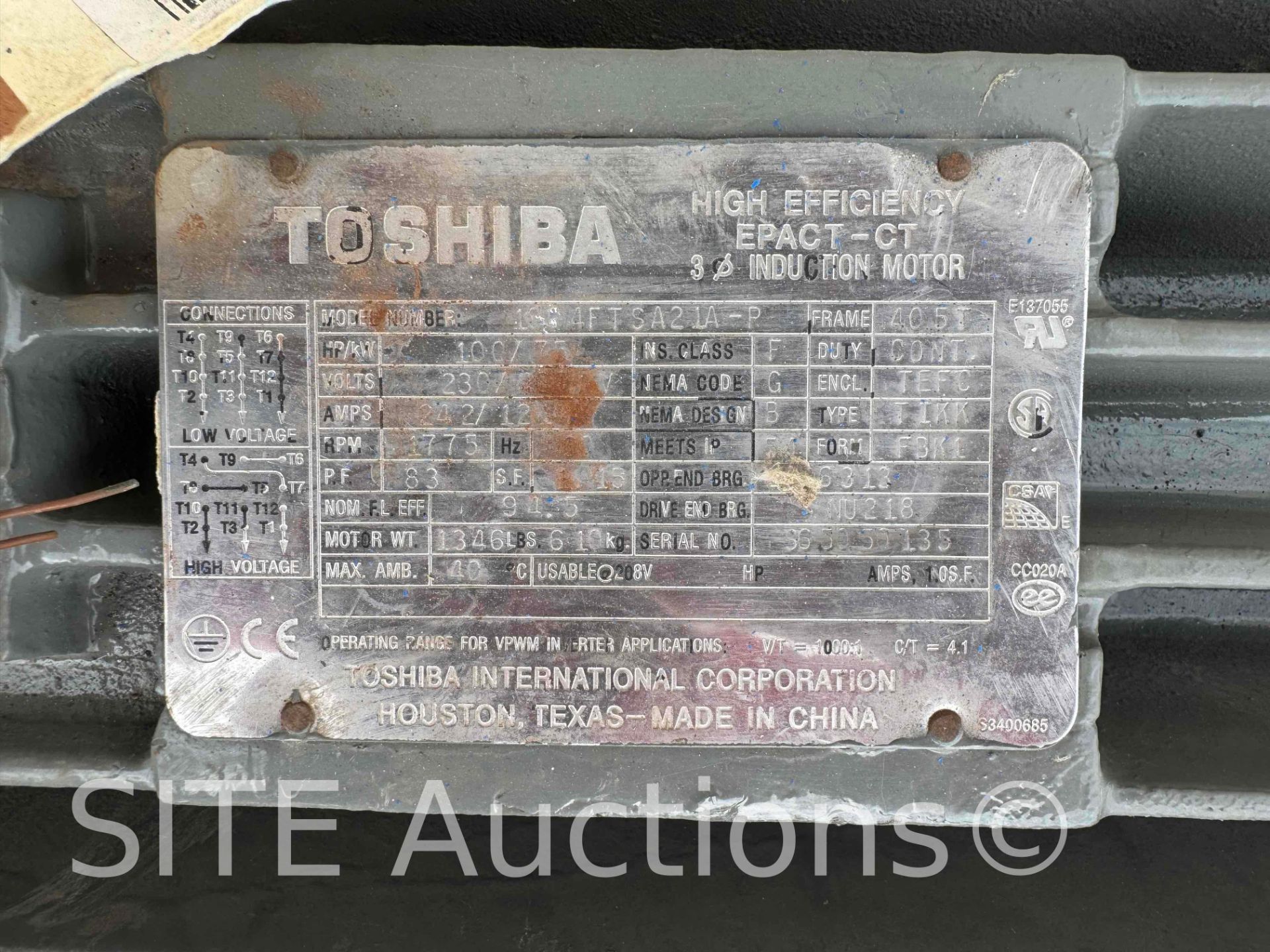 Toshiba 100HP Electric Motor - UNUSED - Bild 6 aus 6