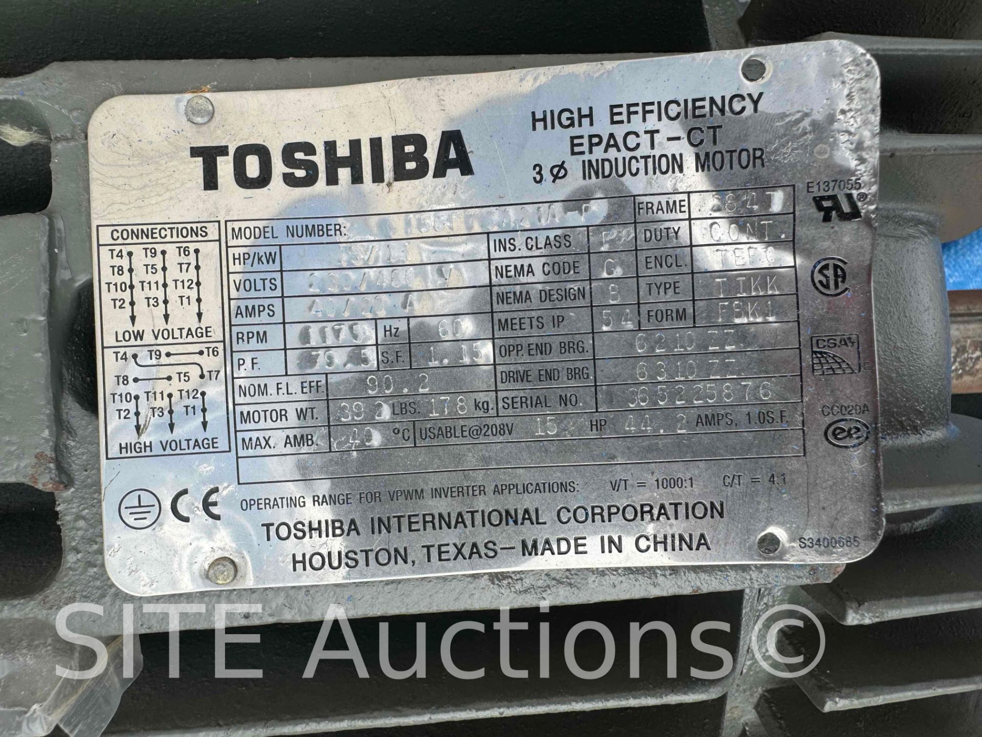 Toshiba 15HP Electric Motor - Image 4 of 6