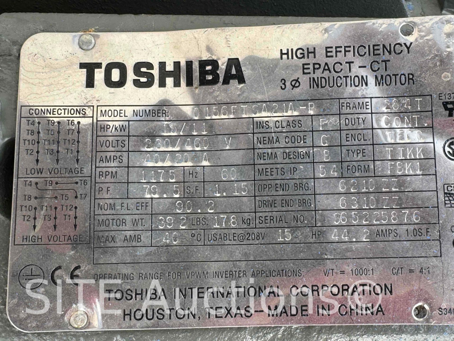 Toshiba 15HP Electric Motor - Image 5 of 6