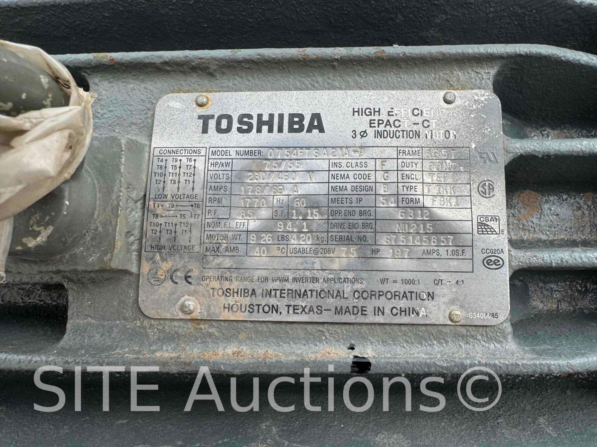 Toshiba 75HP Electric Motor - Image 2 of 5