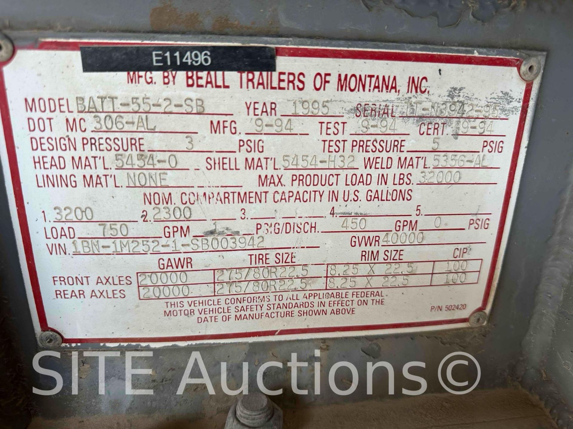 1995 Beall BATT-55-2-SB Pup Tank Trailer - Bild 17 aus 17