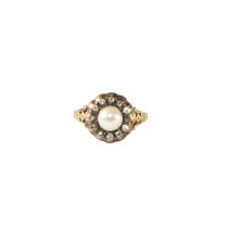 European, circa 1870, A natural pearl and rose-cut diamond cluster ring