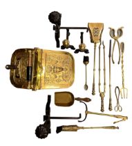 19th/20th Century, A selection of brass fire irons