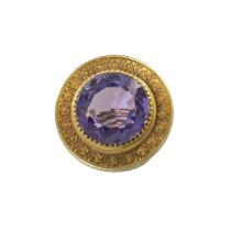 English, Circa 1870, A n amethyst and gold cannetille work pendant brooch