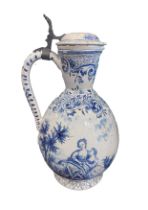 18th/19th Century, A Delft blue and white ewer