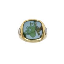 European, Circa 1980 Gold and Diamond Signet Ring