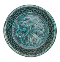 Timurid, 15th century, a turquoise and black deep pottery bowl
