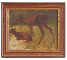 Rosa Bonheur  (1822 - 1899), An oil sketch of red stag