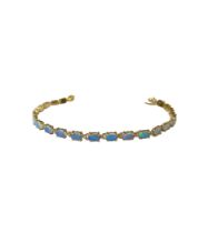 A 14 carat yellow gold and black opal line bracelet