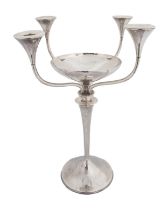 English (made for the American Market), Mid-20th Century, Garth Huxtable Design, A silver candelabra