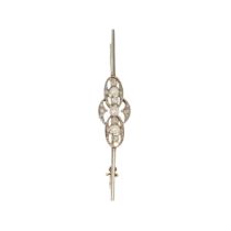 Edwardian, Circa 1910, A natural pearl and diamond, gold and platinum brooch, 2.14 in. Length, Total
