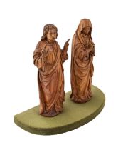 Flemish, 16th Century, A pair of Joseph and Mary boxwood sculptures in the round, Flemish, c. 1600