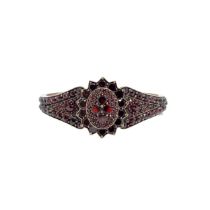 Bohemian, circa 1880, An antique garnet cluster bangle