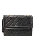 Chanel, Vintage, A black quilted leather tassel flap bag