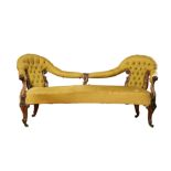 NO RESERVE: Mid-nineteenth century upholstered camel back sofa