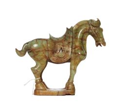 Tang Dynasty style, A carved jade horse