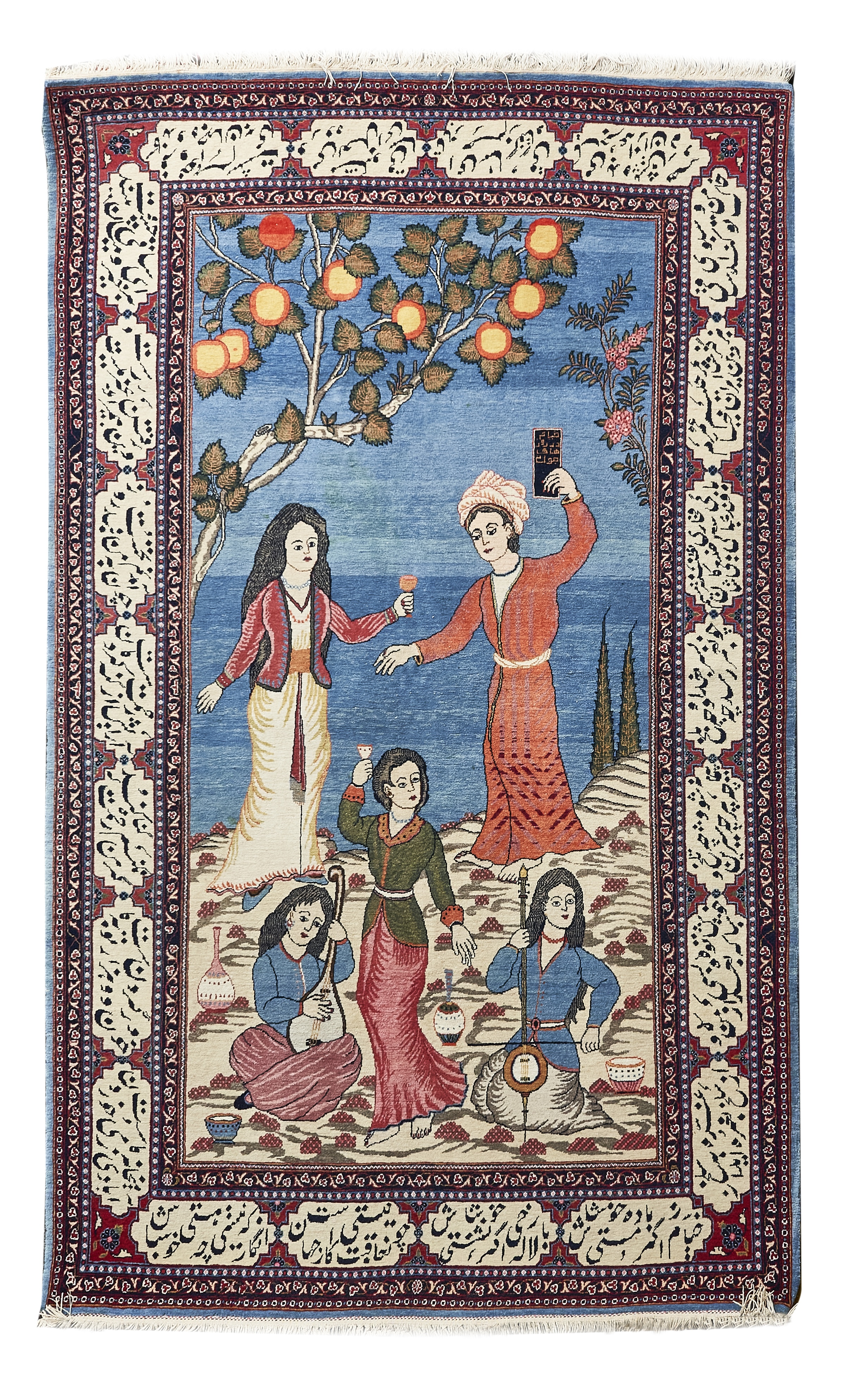 A fine quality Kashan rug, Wine, Women and song (2)