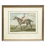 Watercolour and print: James Pollard (1792 - 1867), Racing Horse with Jockey up