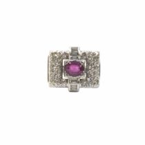 European, Art Deco, A ruby and diamond ring