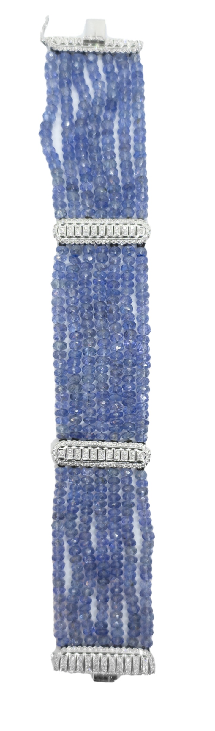 Continental, Circa 1990, An attractive sapphire bead and diamond bracelet