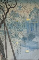 Shiro Kasamatsu (1898 - 1991), Gloomy Evening at Shinobazu Pond