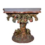 North Italian, 16th/17th Century, A rare and impressive carved polychrome fruiting vine marble-top t