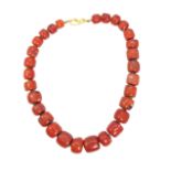 European, Circa 1970, A graduated red coral bead necklace