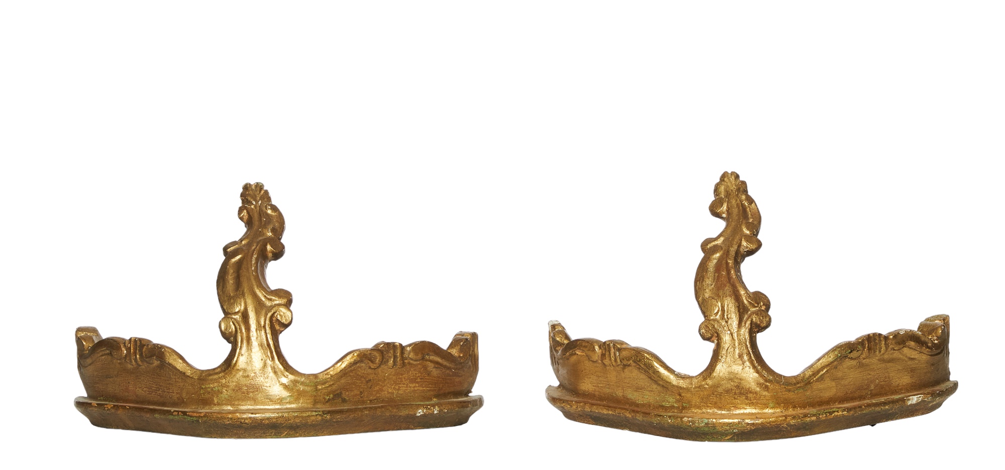 Italian, 19th Century, A pair of giltwood and polychrome decorated models of angels - Image 2 of 3