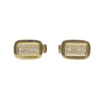 Italian, Circa 1980s, A pair of diamond set yellow gold cufflinks