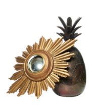 NO RESERVE: Contemporary, A pineapple ice bucket and a sunburst mirror