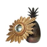 NO RESERVE: Contemporary, A pineapple ice bucket and a sunburst mirror