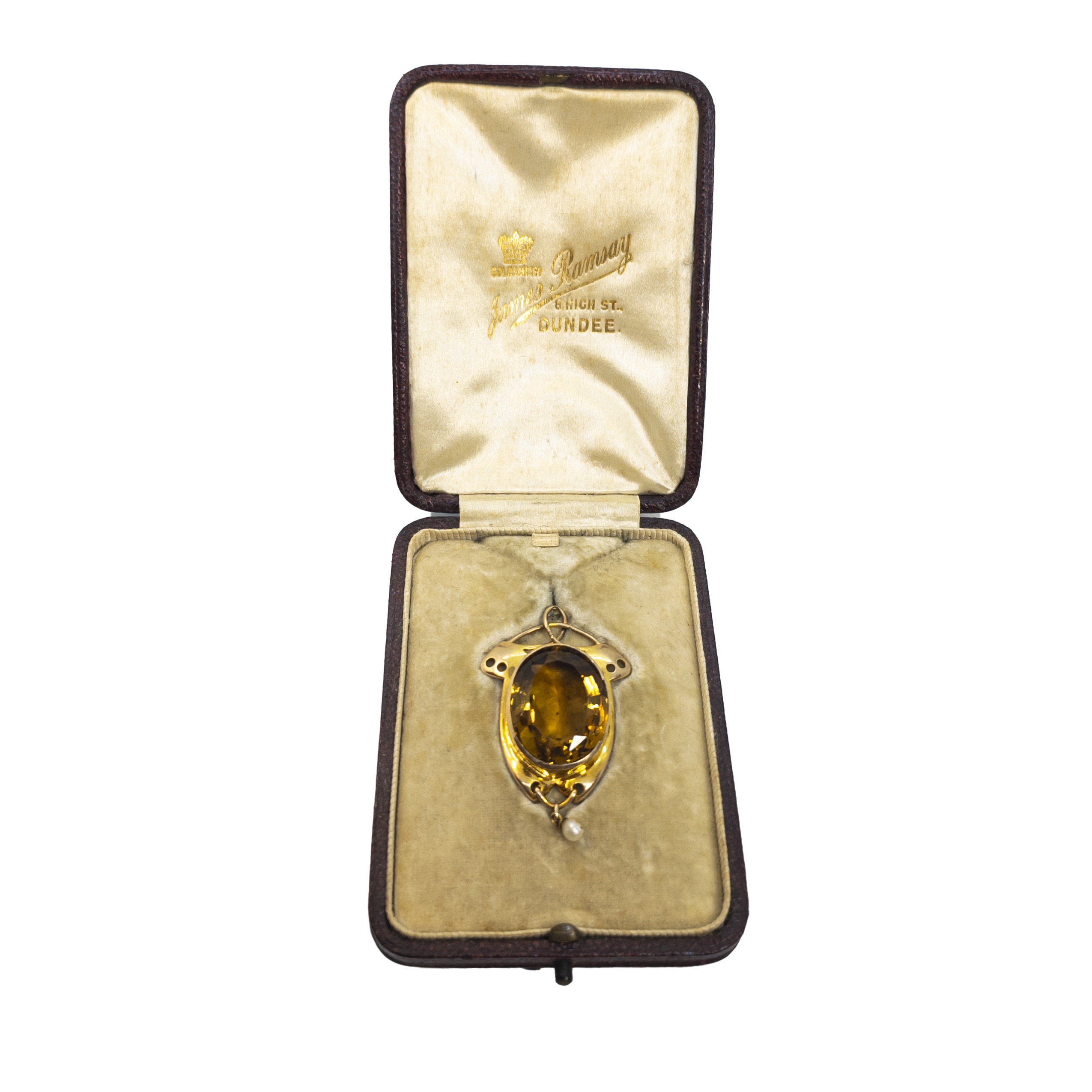 British, Art Nouveau, A citrine and yellow gold pendant - Bild 3 aus 3
