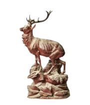 NO RESERVE: Bavarian, 'Black Forest', 19th Century, A carved stag
