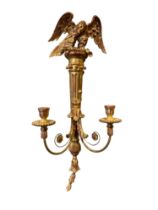 NO RESERVE: British, Circa 1980, A pair of carved giltwood eagle wall lights