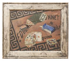 Continental, Mid-20th Century, Still life with playing cards and cigarettes